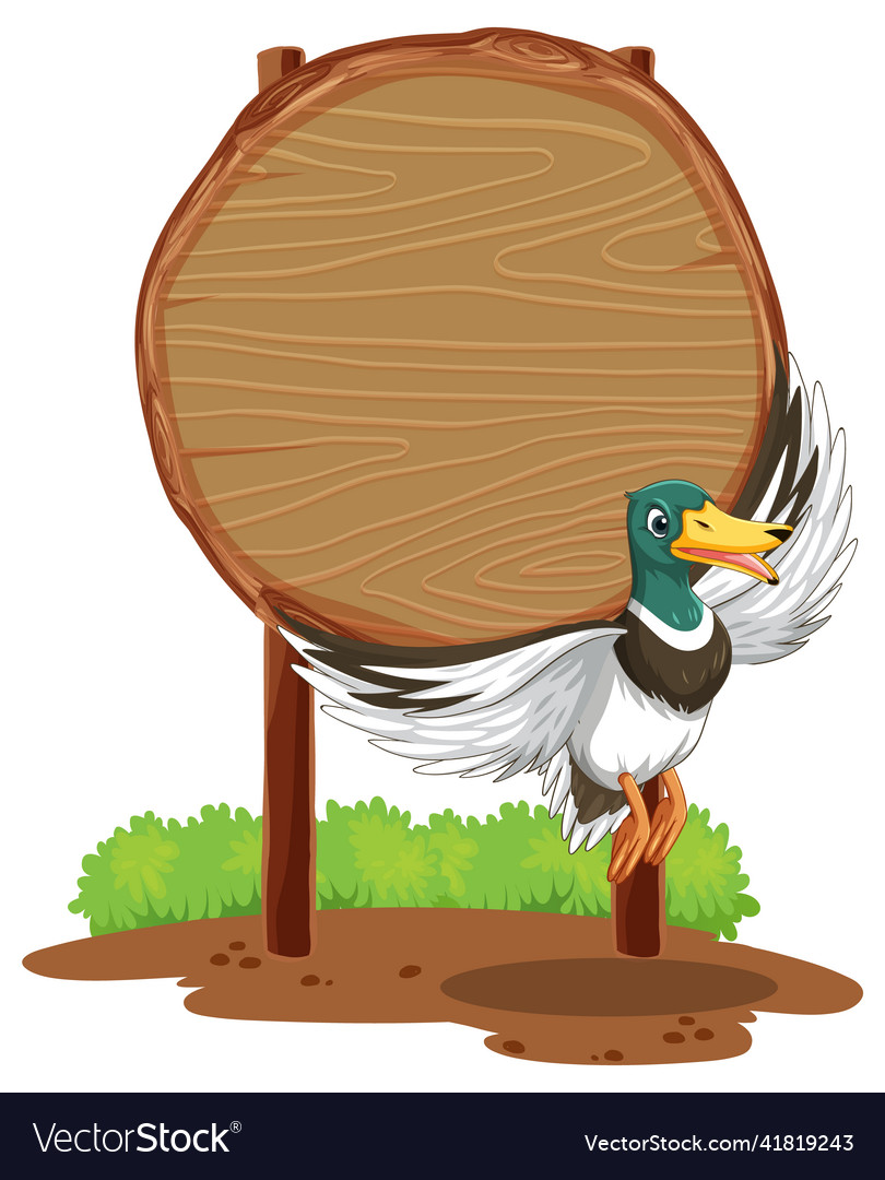 Blank round wooden signboard with animal Vector Image