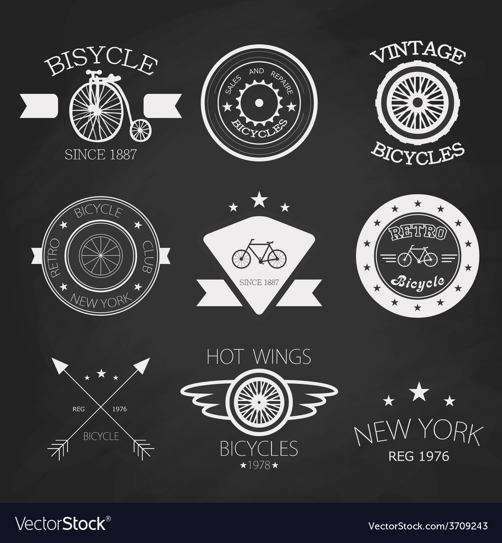 Chalk set of old bikes shop logo