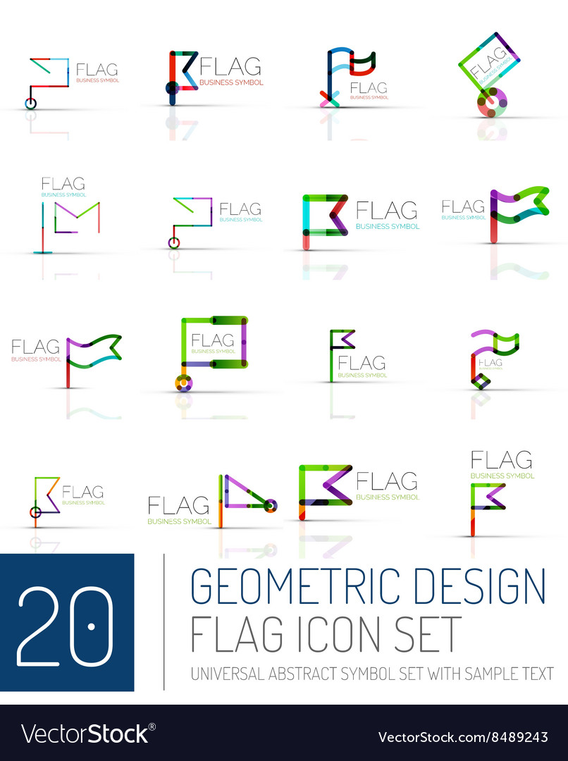 Flag icon logo set linear design