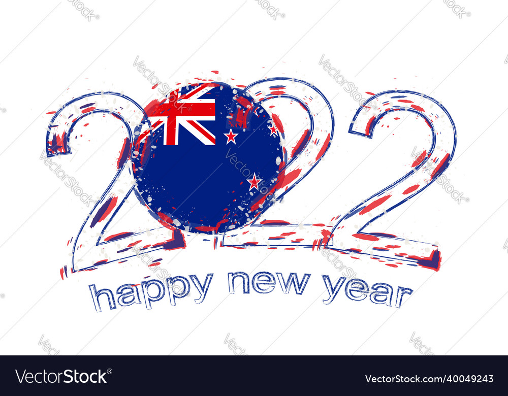 Happy new 2022 year with flag of new zealand Vector Image