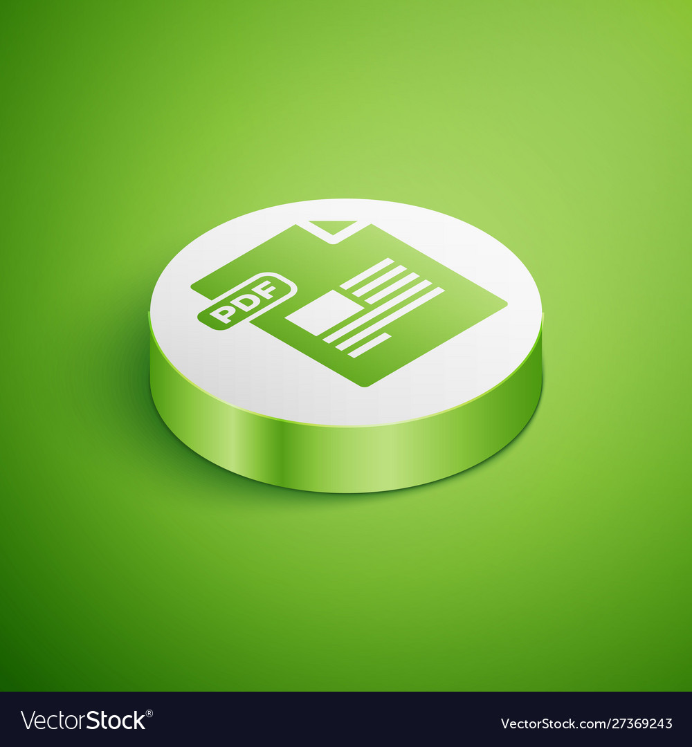 Isometric pdf file document download button vector image Isometric pdf file document download button
