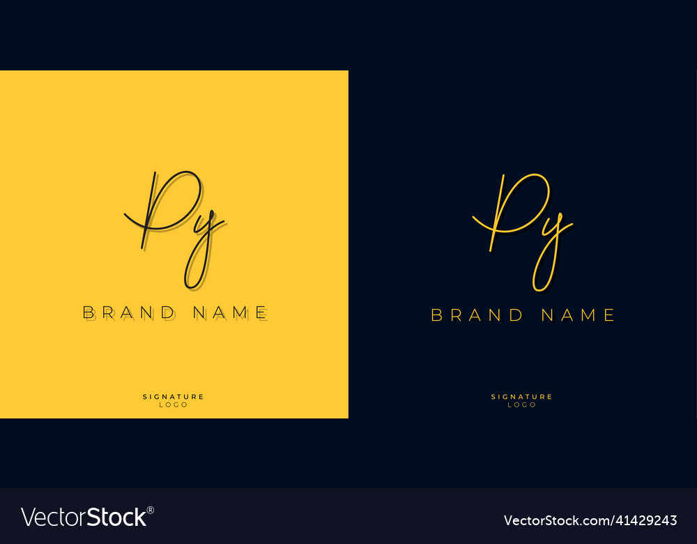 Minimal line art letters py signature logo