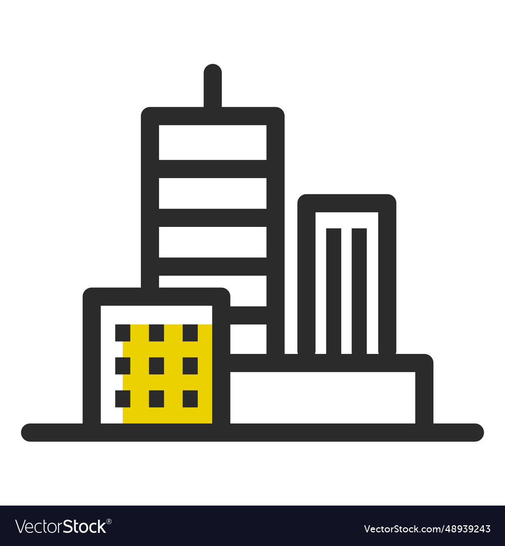 Office buildings colored stroke icon