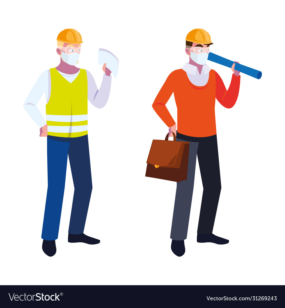 Operator and architect with mask helmet Vector Image Operator and architect with mask helmet