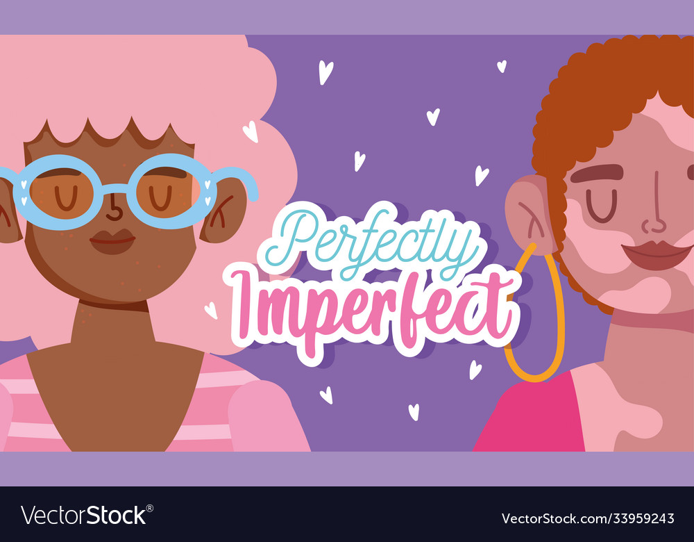 Perfectly imperfect cartoon women portrait