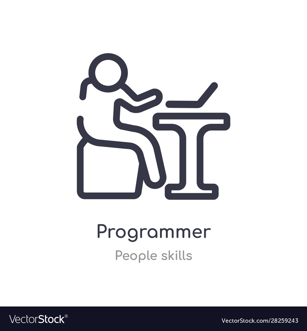 Programmer outline icon isolated line from people
