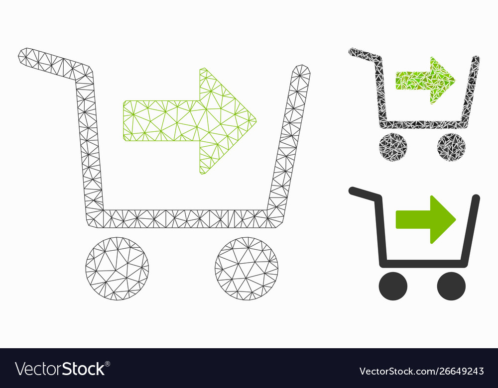 Purchase cart mesh 2d model and triangle vector image Purchase cart mesh 2d model and triangle