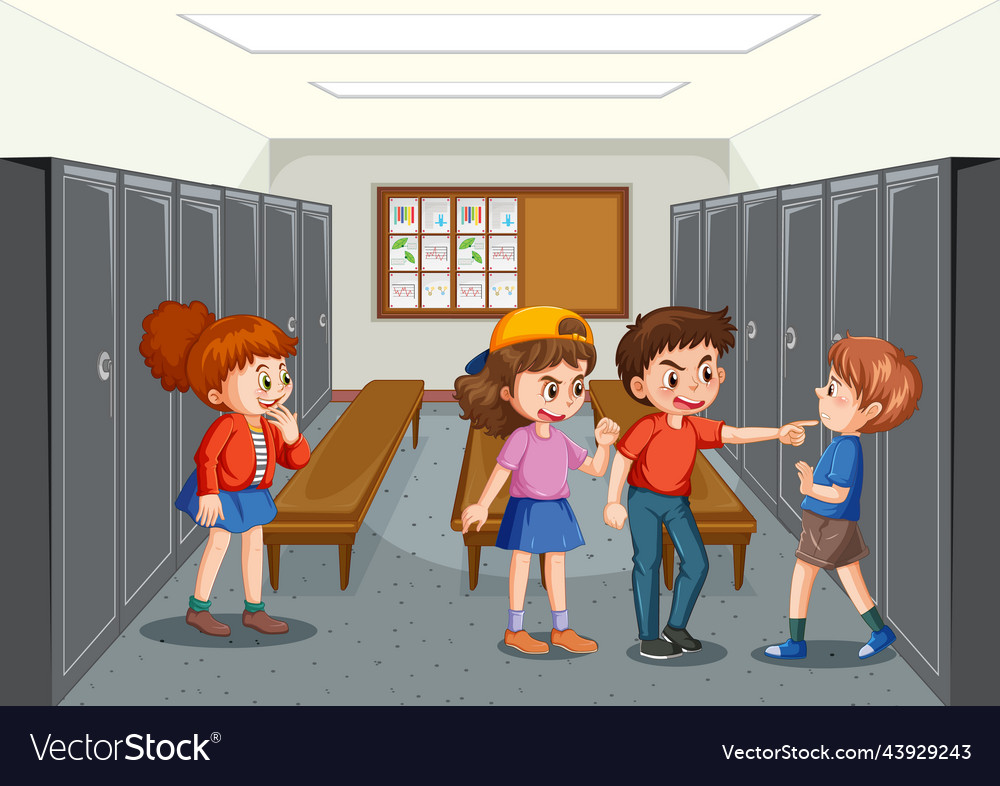 School bullying with student cartoon characters Vector Image