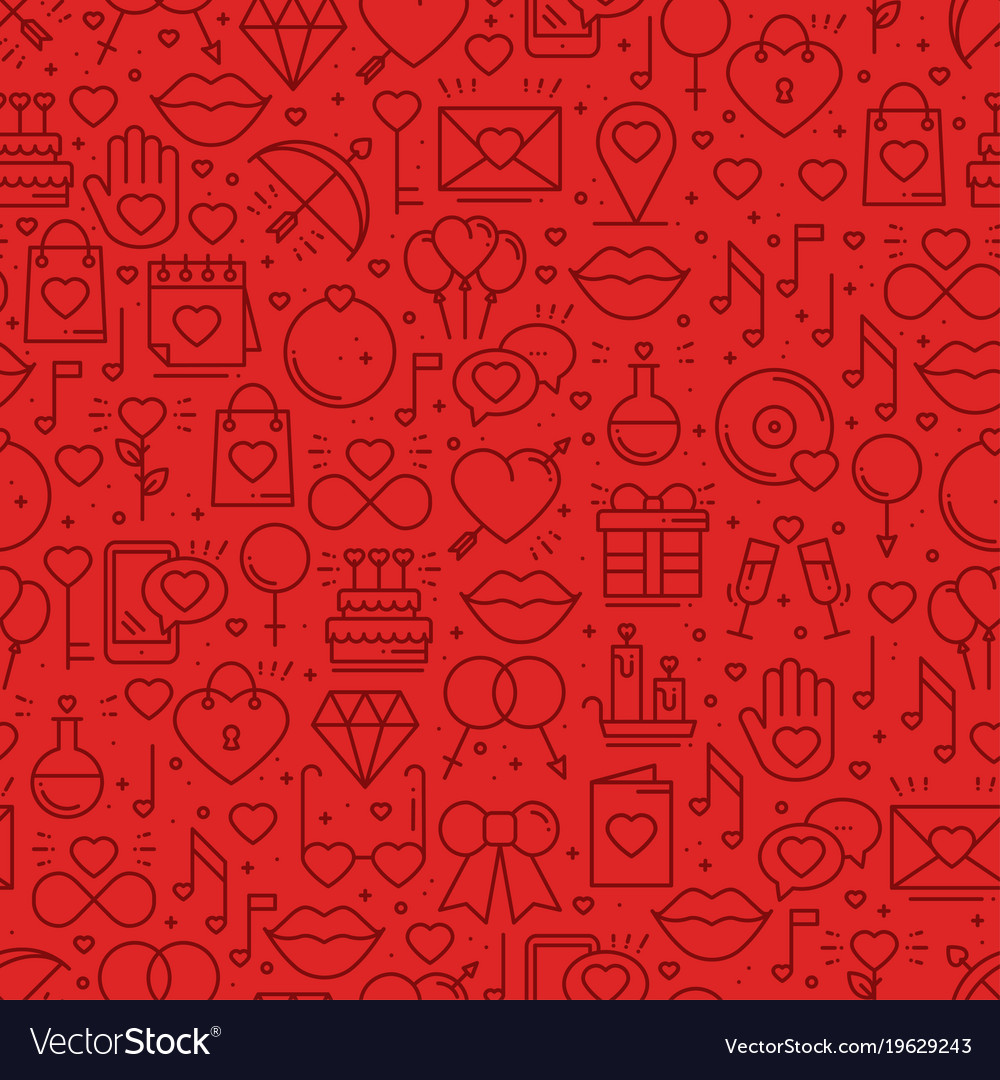 Seamless pattern with love symbols in line style