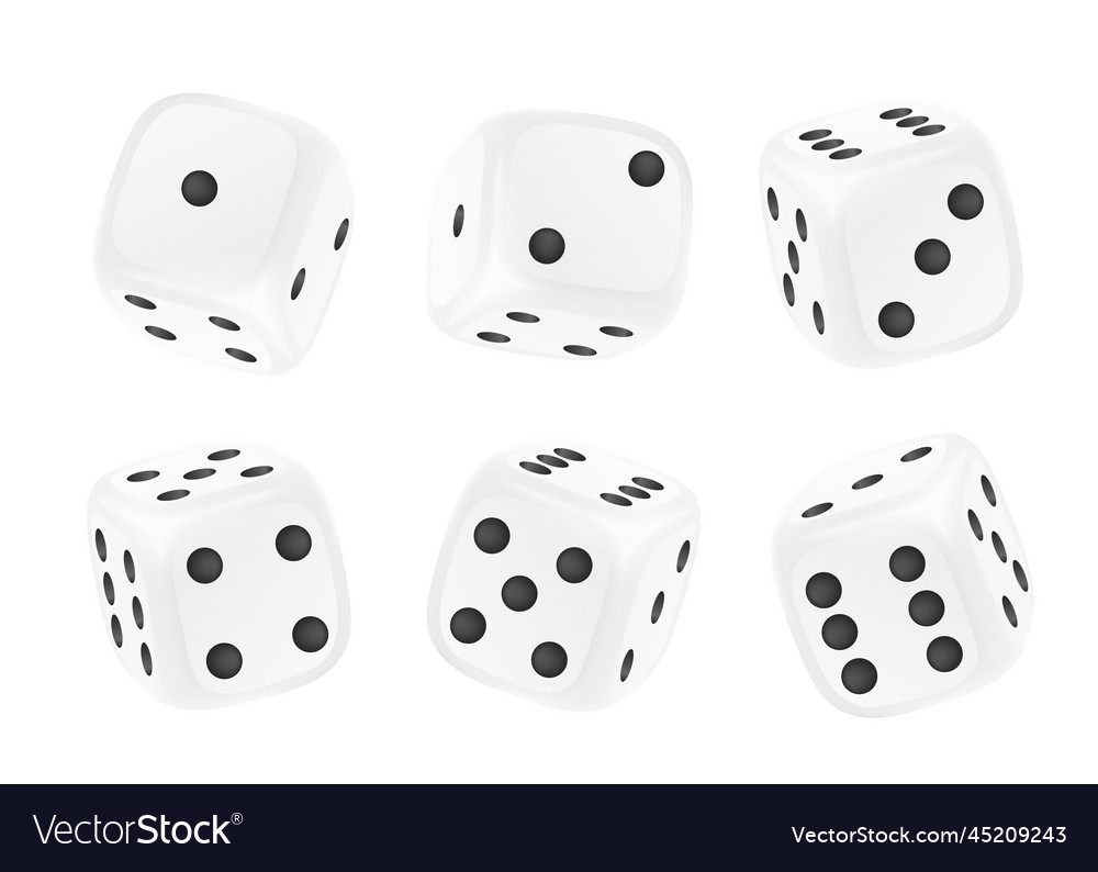 Set of realistic dices with numbers black dots