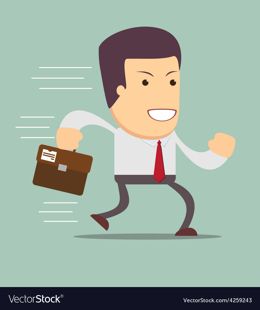 Smiling Businessman Running To Work Royalty Free Vector