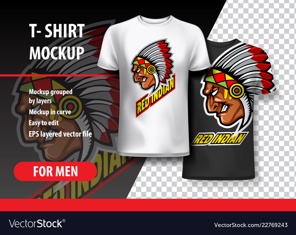 Download T Shirt Mockup With Indian Side Head Fully Vector Image