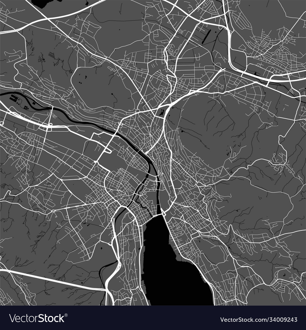 Zurich City Map - Grayscale Street Plan