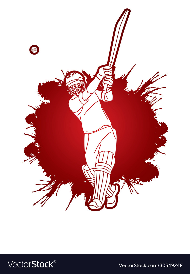 Cricket player action cartoon sport graphic Vector Image