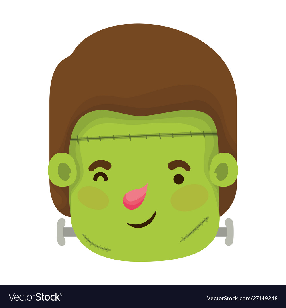 Cute little boy head with frankenstein costume Vector Image