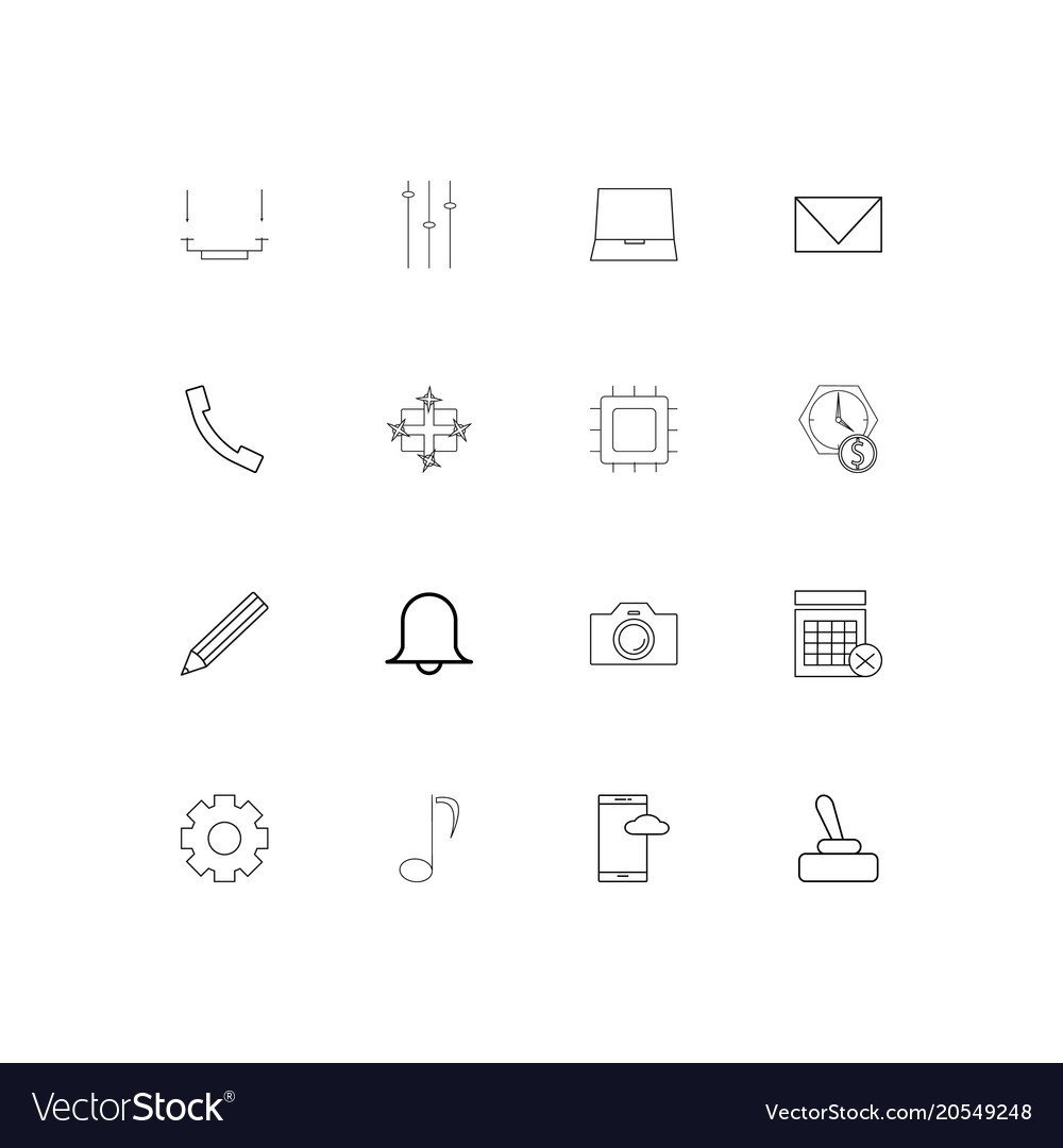 Devices simple linear icons set outlined