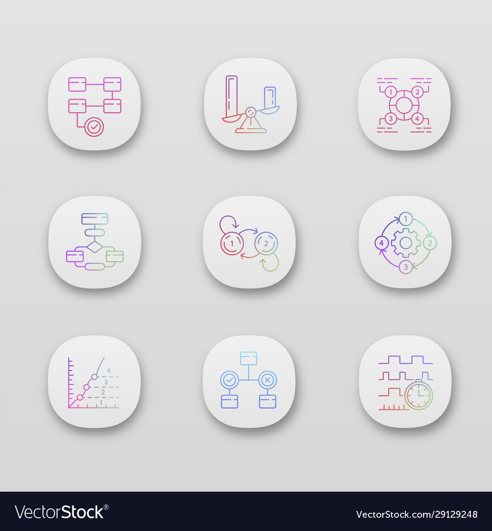 Diagram concepts app icons set statistics data