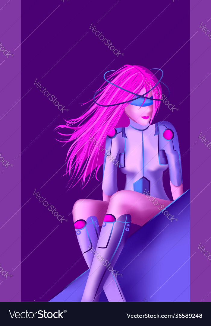 Futuristic cyborg woman in a robotic suit