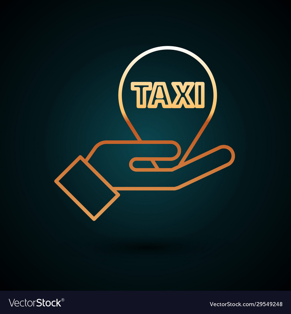 Gold line hand on map pointer with taxi icon vector image Gold line hand on map pointer with taxi icon