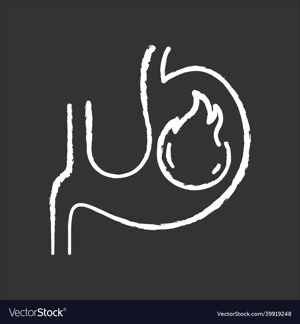 Heartburn chalk white icon on black background vector image Heartburn chalk white icon on black background