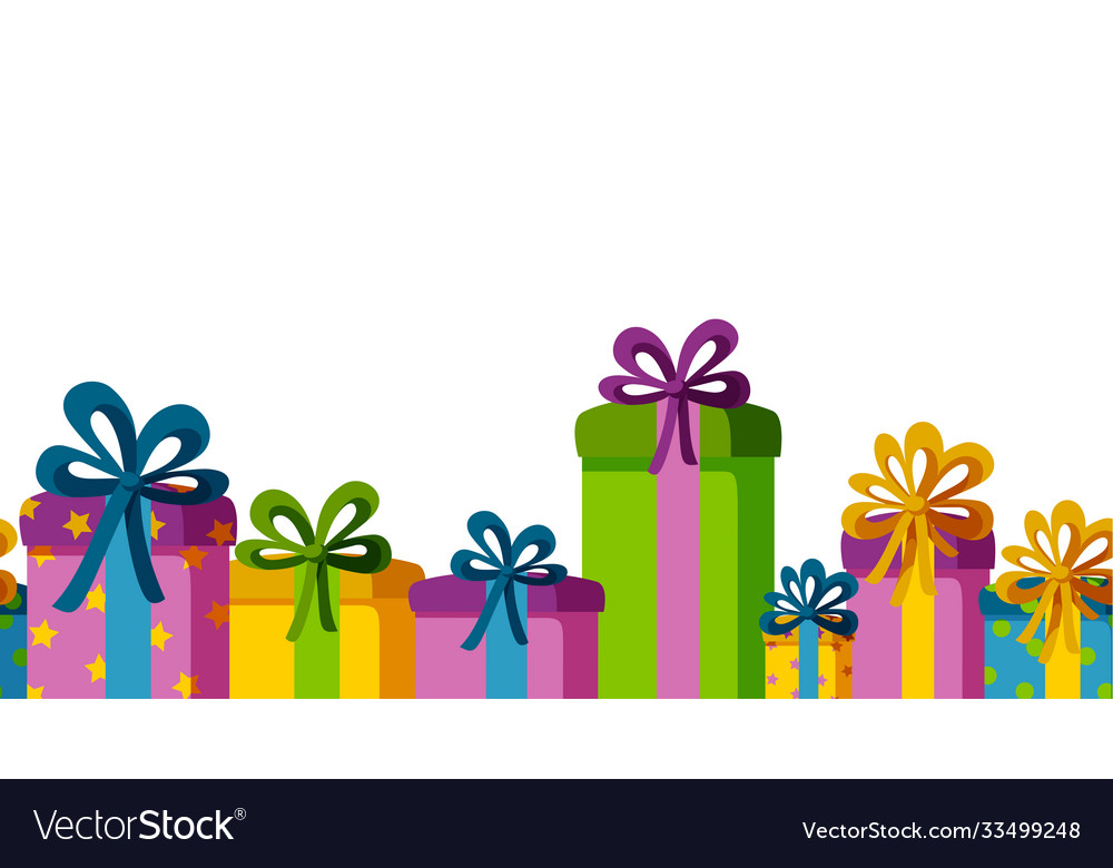 Horizontal seamless pattern with present boxes vector image Horizontal seamless pattern with present boxes