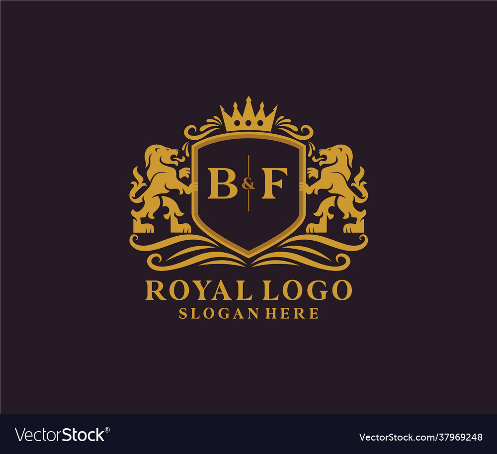 Initial Bf Letter Lion Royal Luxury Logo Template Vector Image 6752