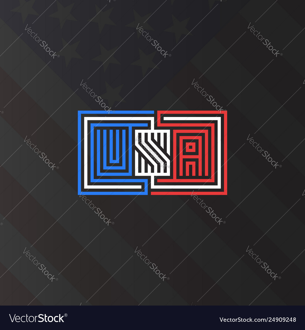 Inscription usa monogram national american flag Vector Image