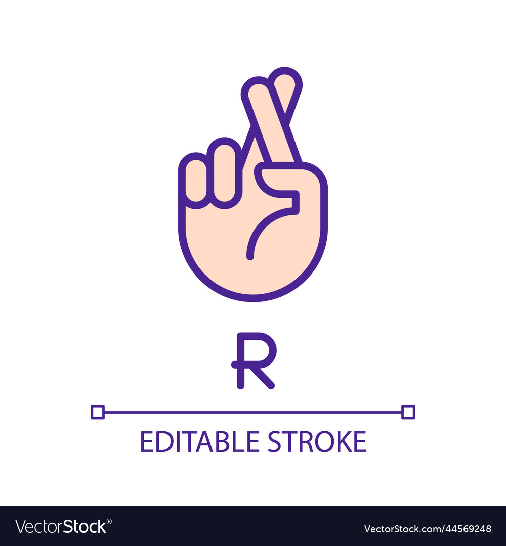 Letter r in american sign language pixel perfect Vector Image