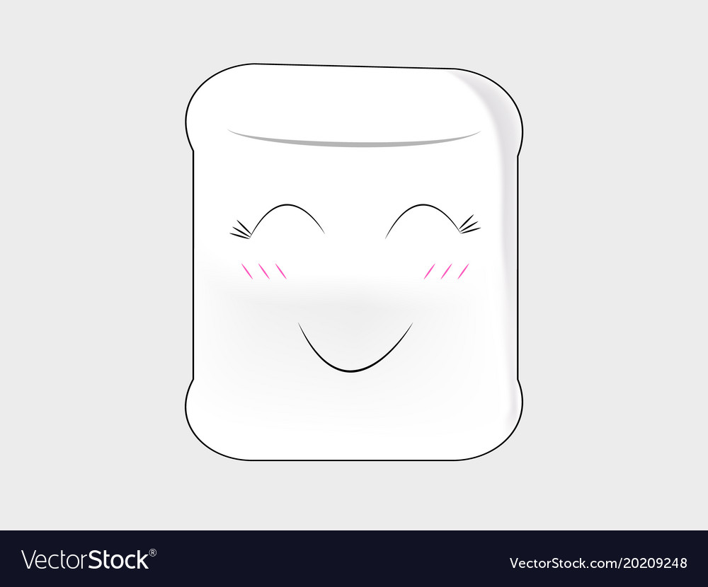 Marshmallow cartoon with tenderness on the face on