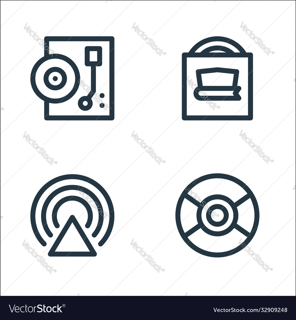 Music line icons linear set quality vector image Music line icons linear set quality