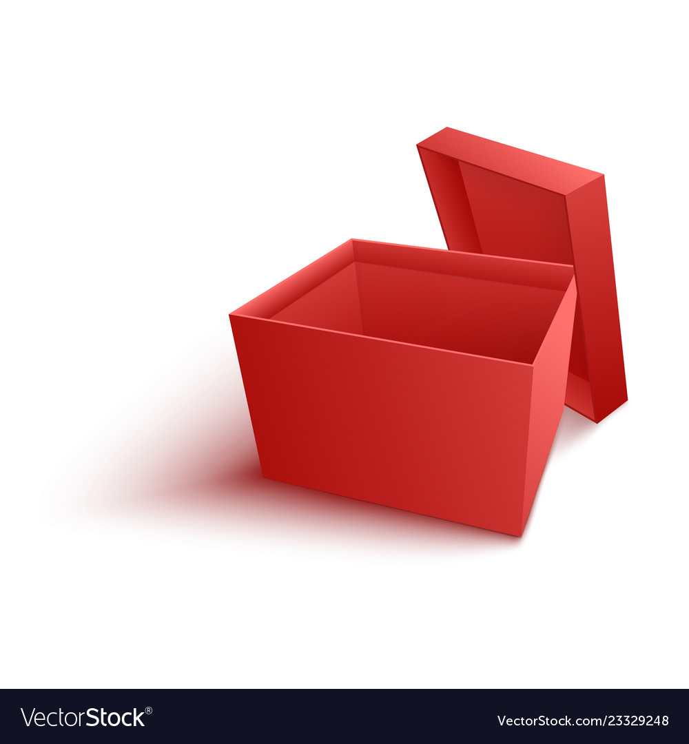 Open empty red paper box