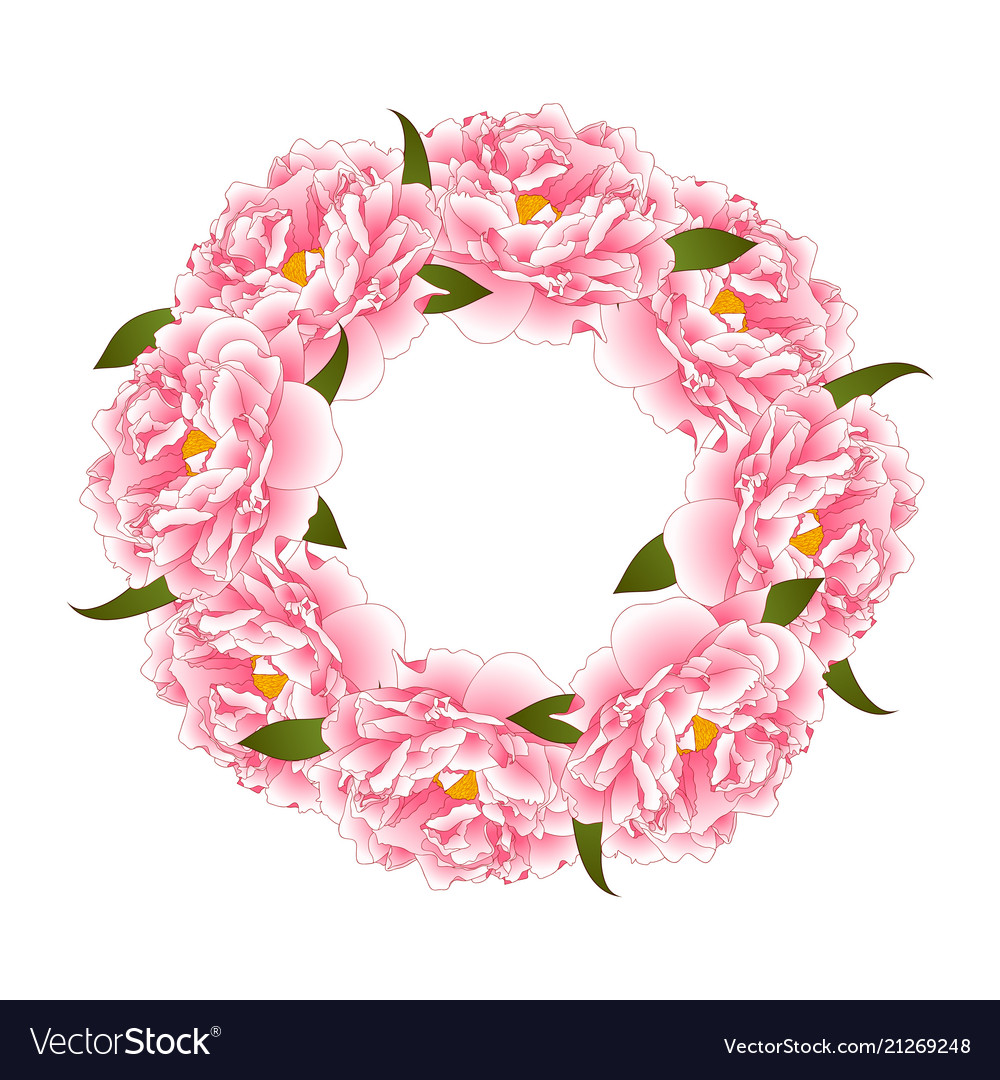 Download Pink peony flower wreath Royalty Free Vector Image