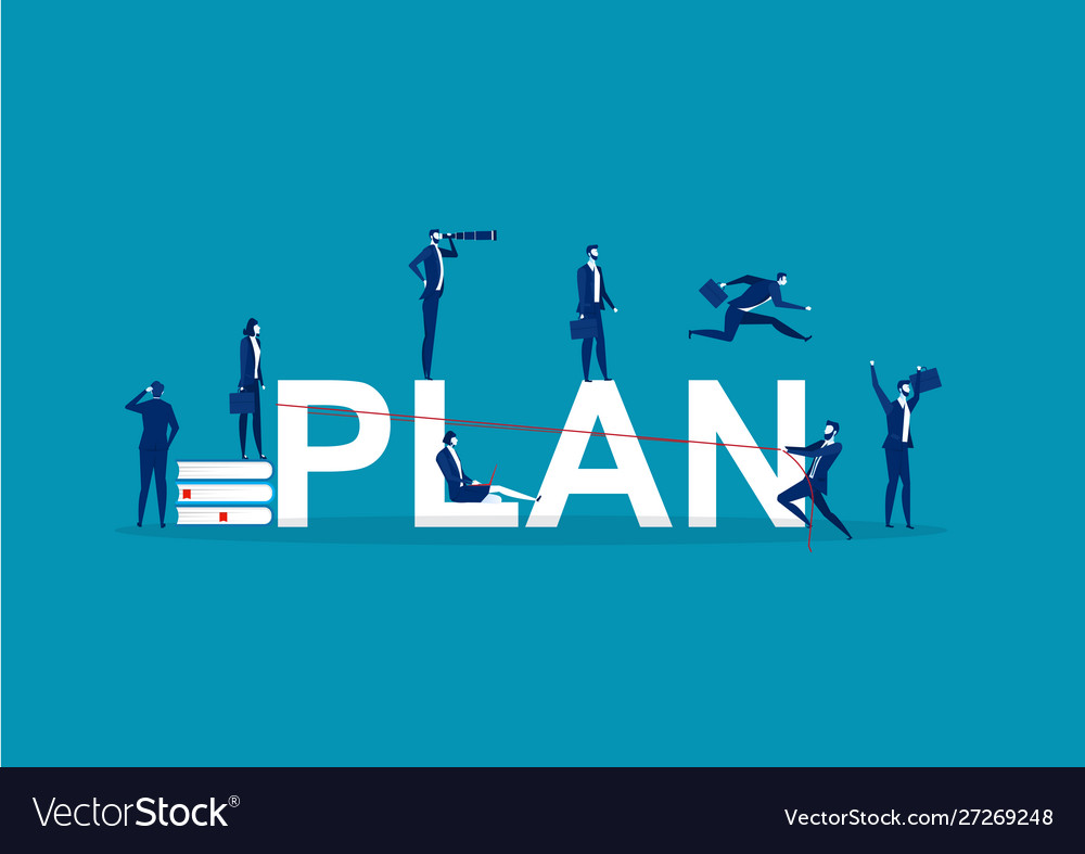 Plan concept with people flat