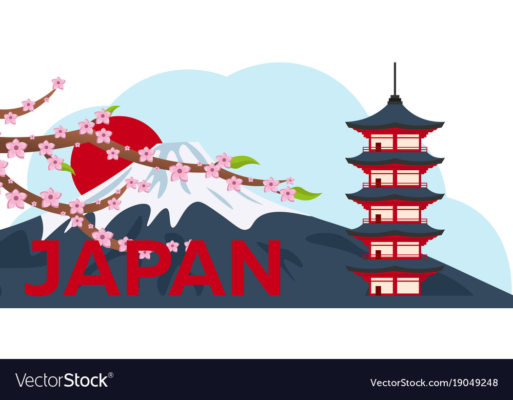 Poster travel to japan mountain fuji sakura Vector Image