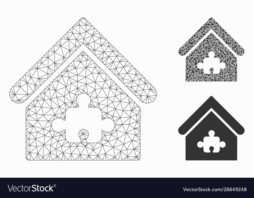 Puzzle building mesh wire frame model vector image Puzzle building mesh wire frame model