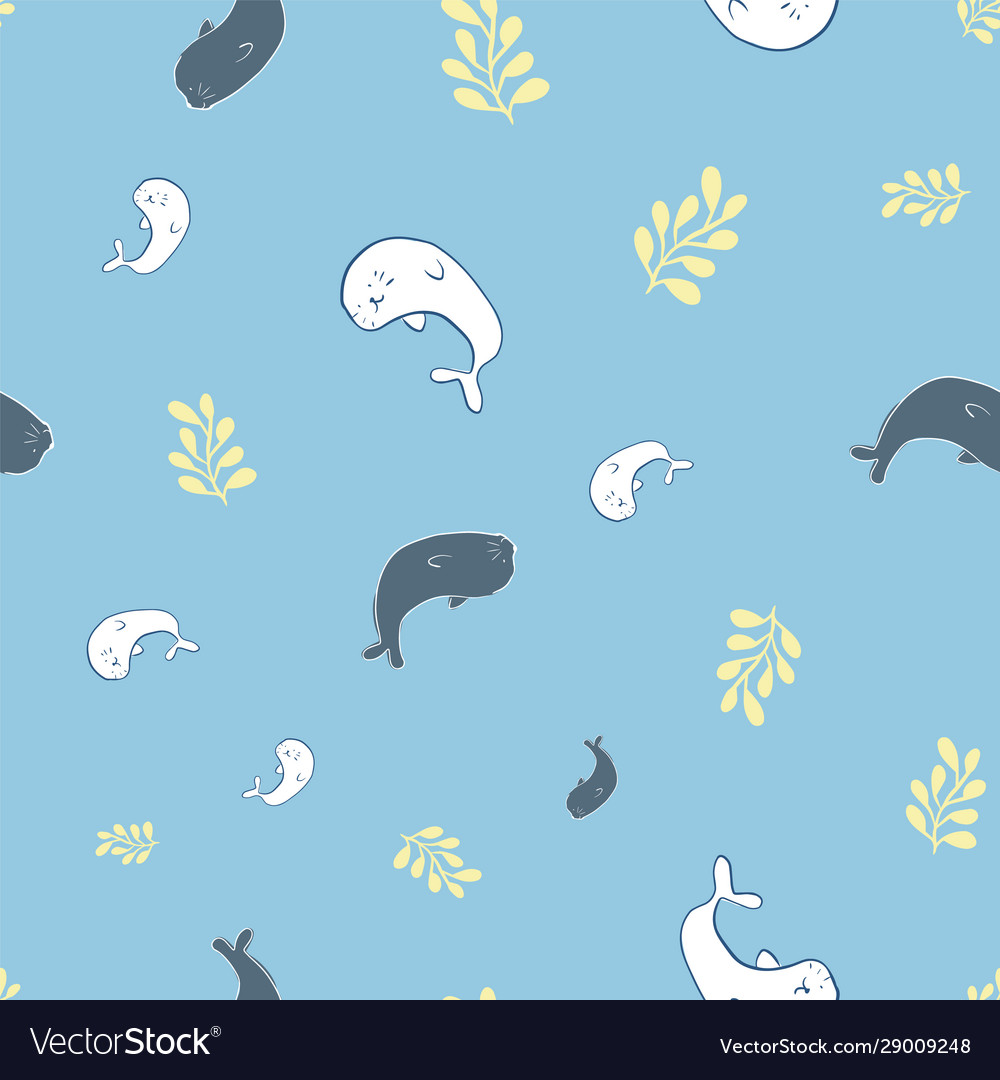 Seals seamless repeat pattern vector image Seals seamless repeat pattern