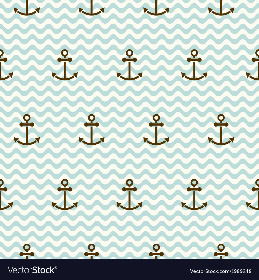 Seamless sea pattern of anchors and waves