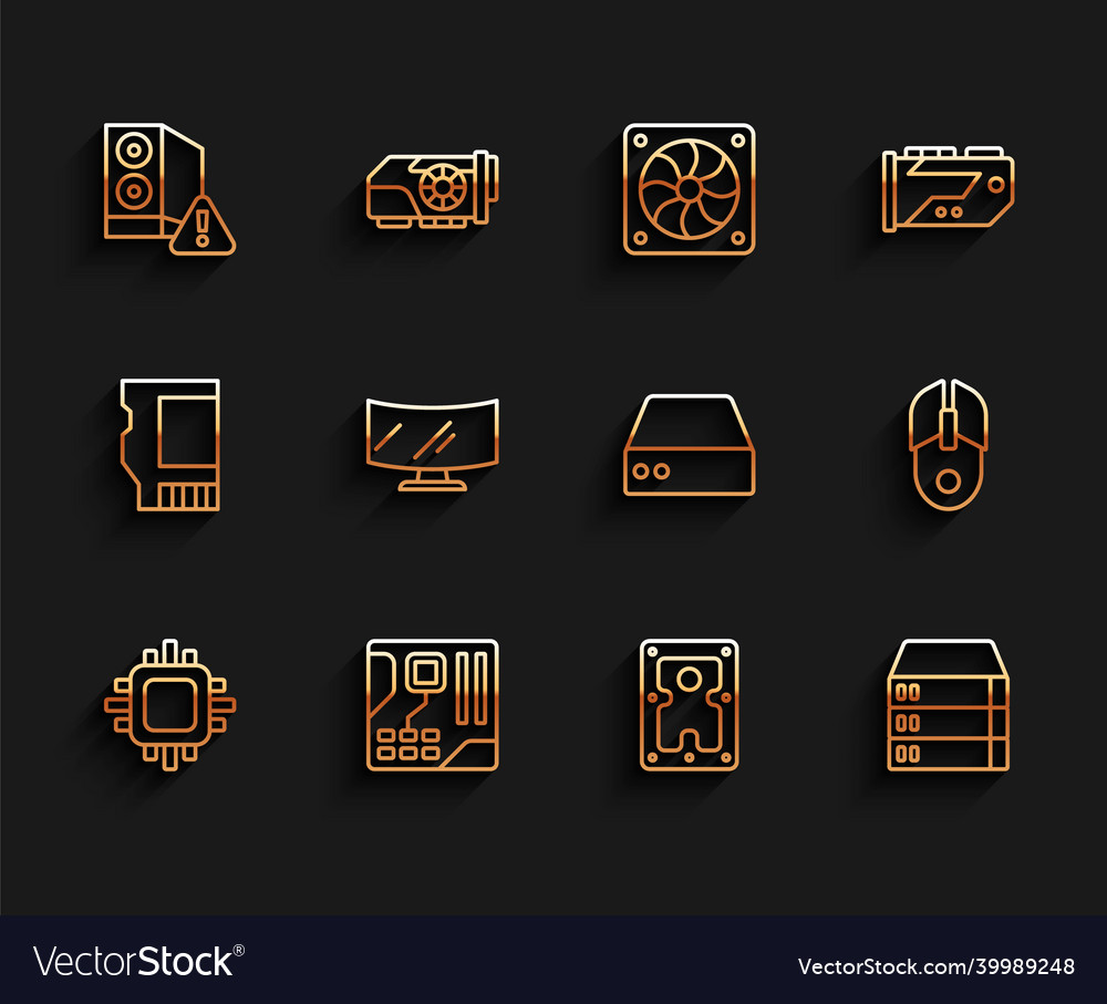 Set line processor with cpu motherboard digital vector image Set line processor with cpu motherboard digital