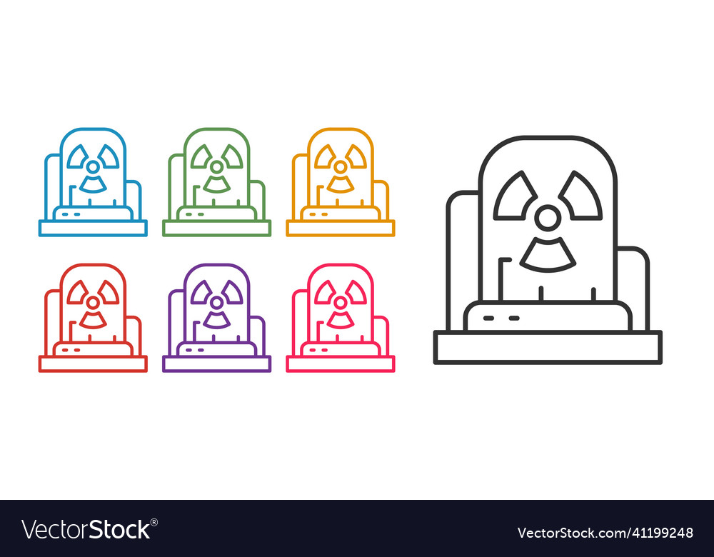 Set line radioactive warning lamp icon isolated Vector Image Set line radioactive warning lamp icon isolated