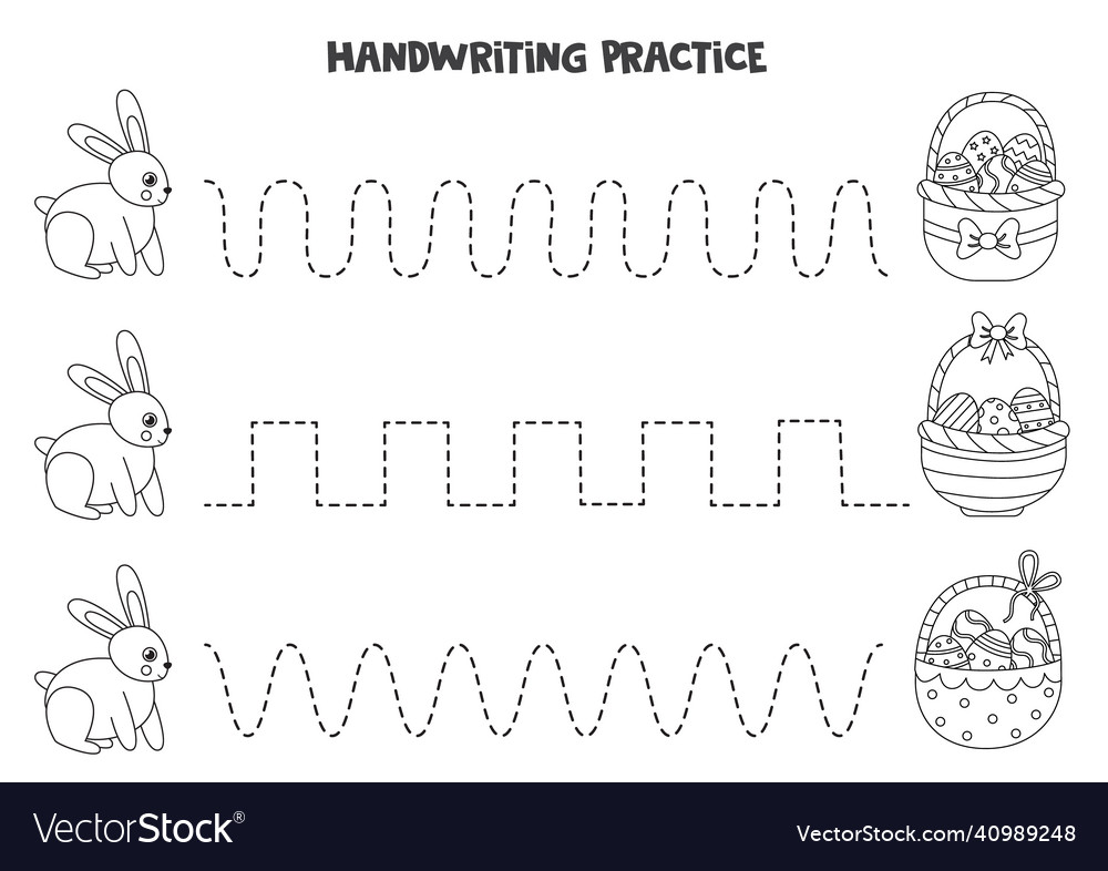 Tracing lines with cute easter bunny and baskets Vector Image