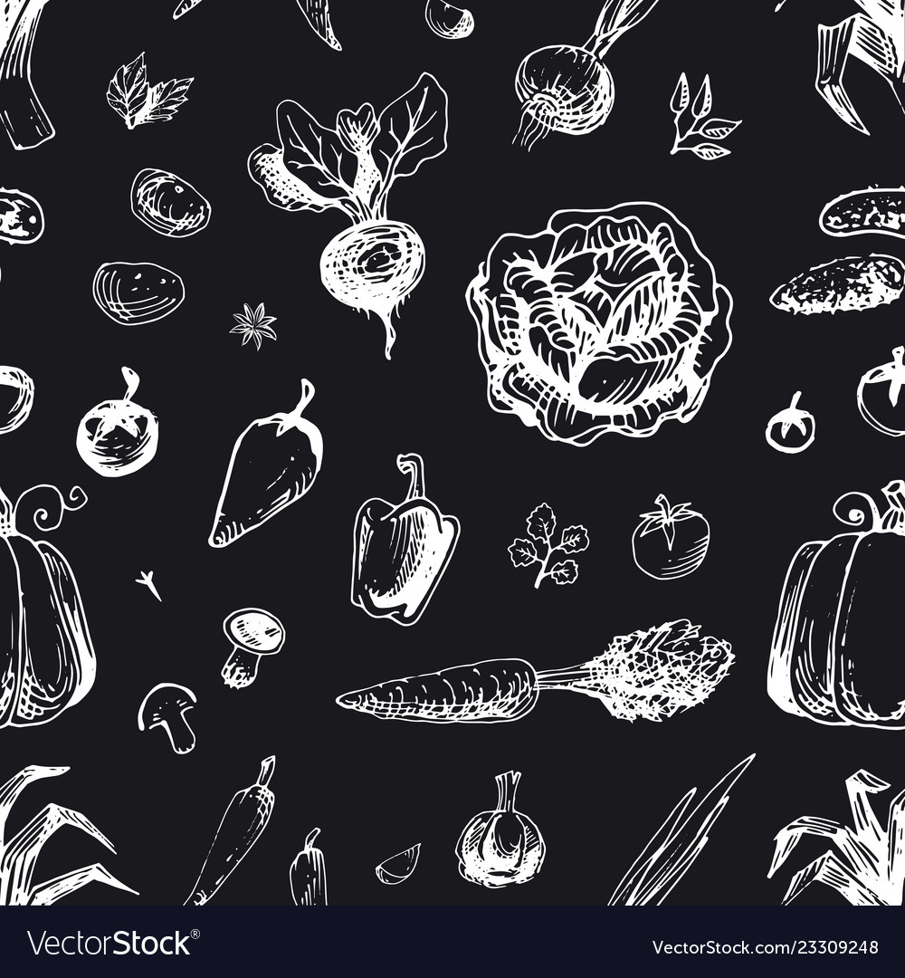 Vegetables seamless pattern background Royalty Free Vector