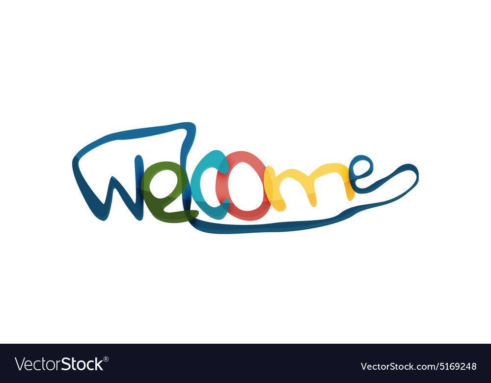 Welcome word drawn lettering typographic element Vector Image