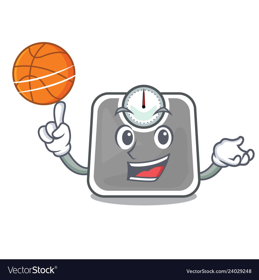 With basketball weghit scales in the shape