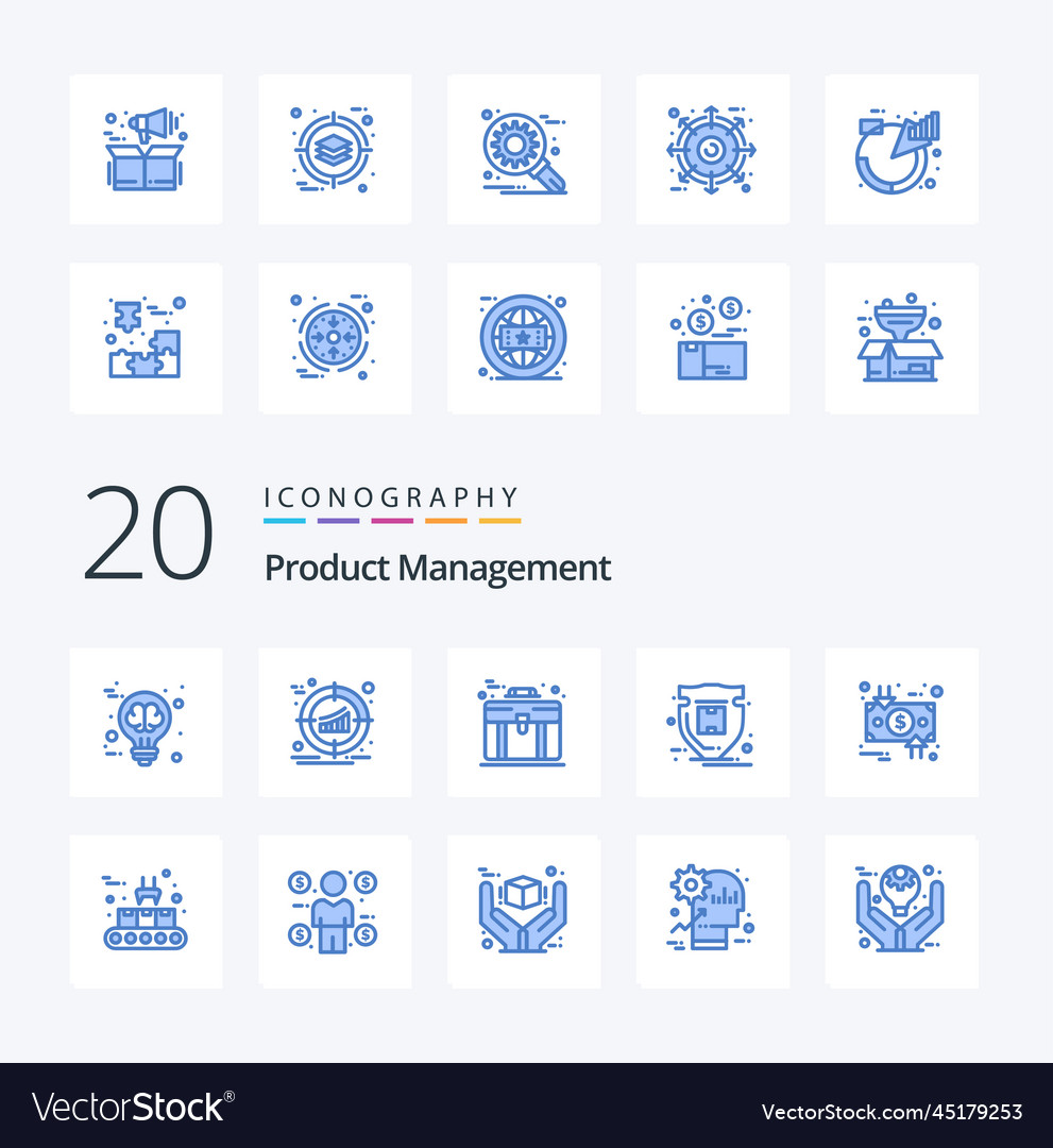 20 product management blue color icon pack like