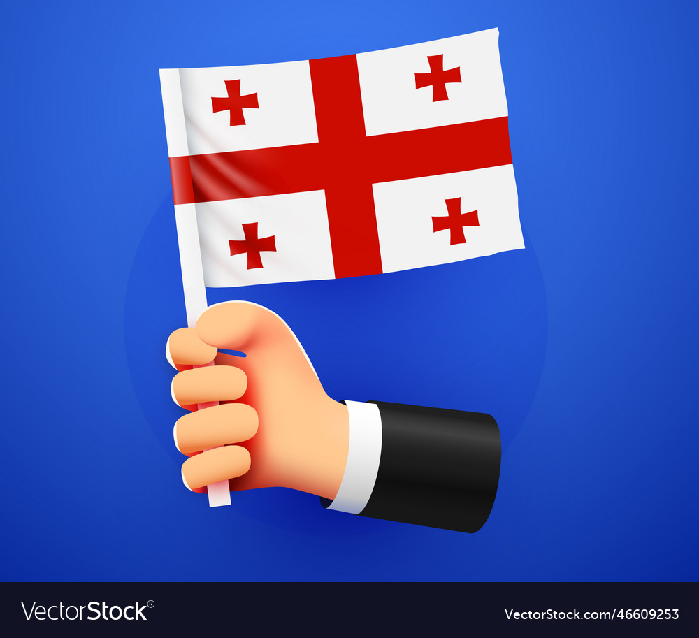 3d hand holding georgia national flag