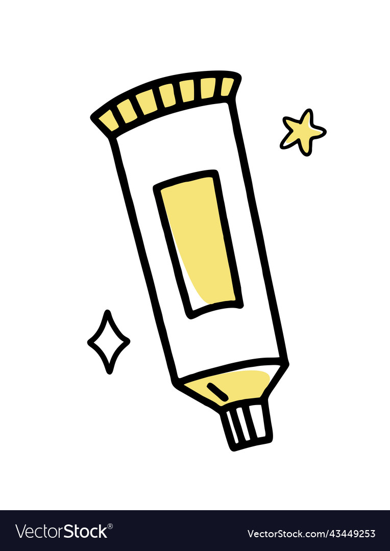 A tube of clipart doodle paint in line style