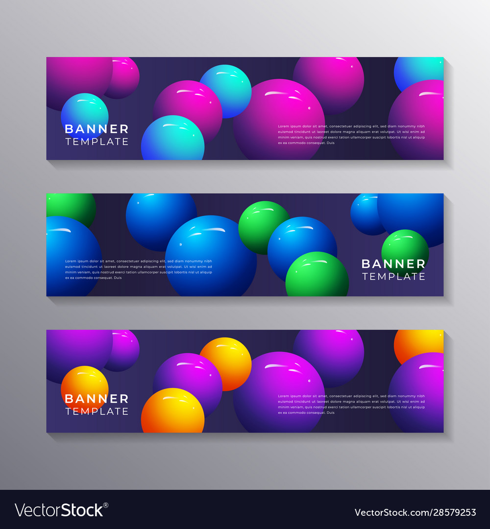Abstract banner template set dynamic 3d sphere Vector Image Abstract banner template set dynamic 3d sphere