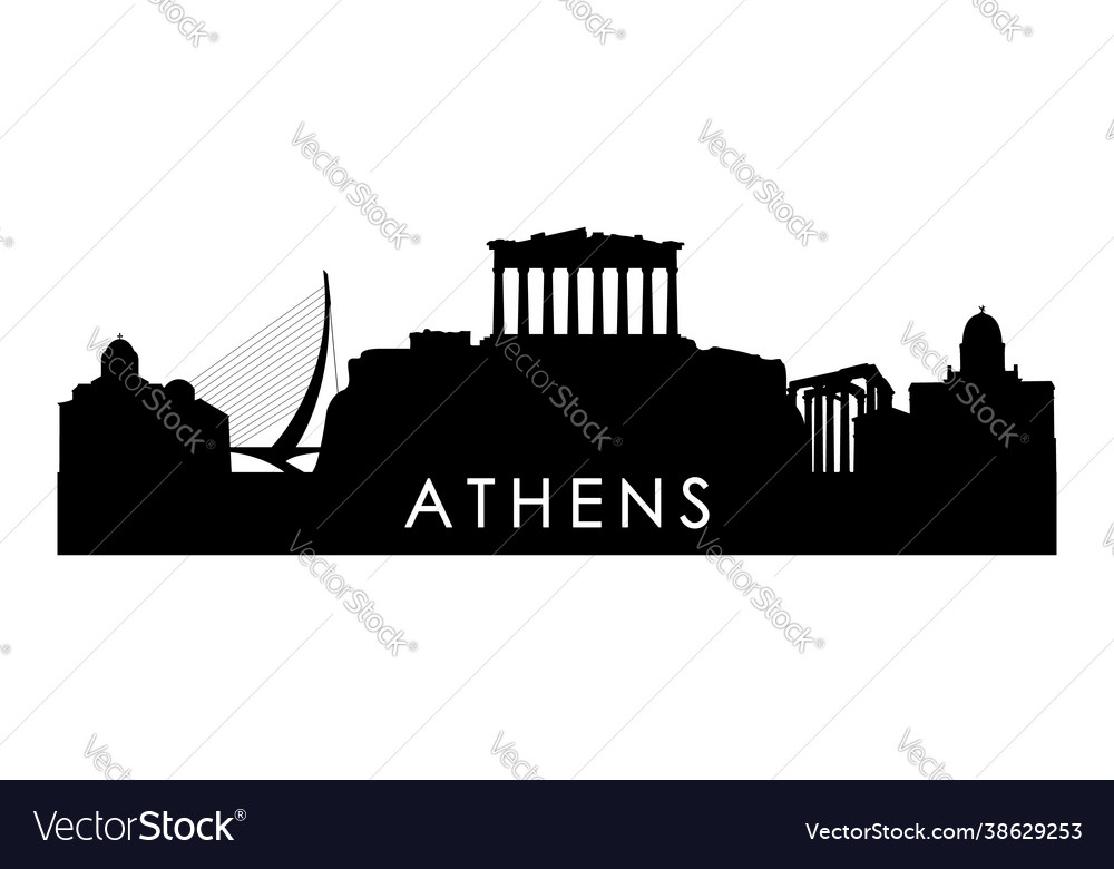 Athens Skyline Silhouette Black City Royalty Free Vector