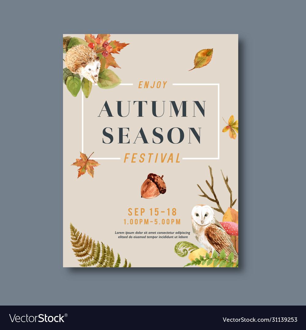 Autumn themed poster design with plants concept