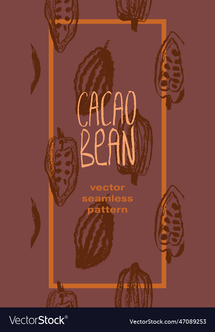 Brown vertical banner with cocoa beans pattern vector image Brown vertical banner with cocoa beans pattern